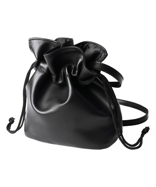 BRANSHES（ブランシェス）の「合皮巾着バッグ（ハンドバッグ・キッズ・アイボリー/ブラック・フリー）」の2枚目の写真