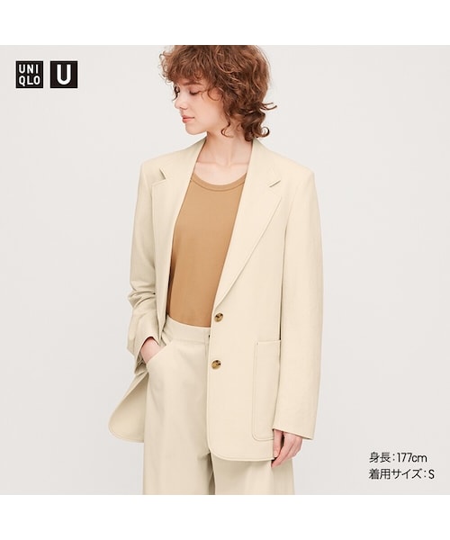 UNIQLO（ユニクロ）の「ジャージーテーラージャケット（その他アウター・レディース・OLIVE 56/DARK GRAY 08/NATURAL 30・XS/XL/S/XXL/L/M）」の3枚目の写真