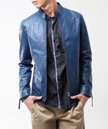 VANQUISH 10周年記念モデル 本革ライダースジャケット Lサイズ ブルー VANQUISH 10周年記念モデル 本革ライダースジャケット Lサイズ ブルー