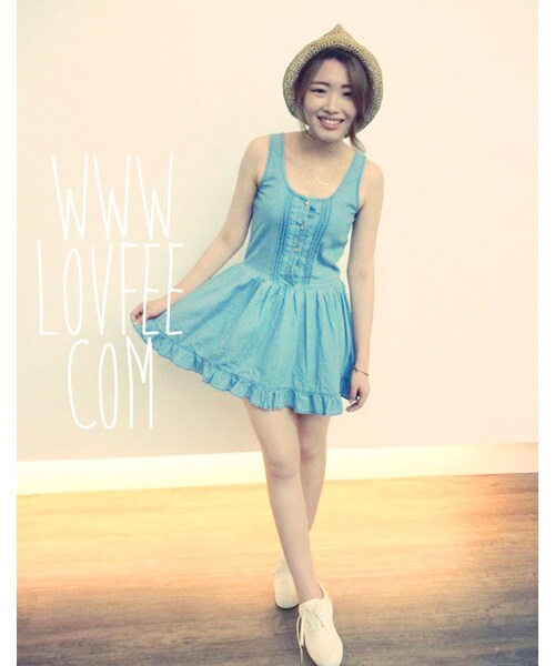 LOVFEE（ラッフィ）の「La petite 花邊裙襬牛仔無袖洋裝（ワンピース/ドレス・レディース・淺藍・S/M/L）」の5枚目の写真