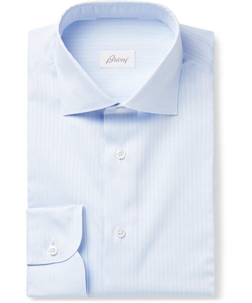Brioni（ブリオーニ）の「Brioni Cutaway-Collar Striped Cotton-Poplin Shirt（シャツ