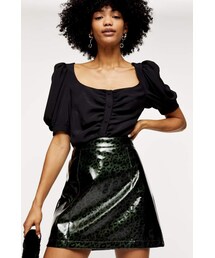 TOPSHOP | Topshop Black Button Prairie Short Sleeve Blouse(トップス)