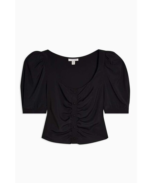 TOPSHOP（トップショップ）の「Topshop Black Button Prairie Short Sleeve Blouse（トップス・レディース・Black・0/8/10/14/2/4/6）」の3枚目の写真