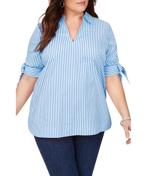 Foxcroft(フォックスクロフト )の「Foxcroft Vivien Stripe Bow Cuff Stretch Twill