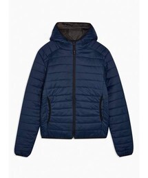 Topman Mens Navy Hooded Quilted Lightweight Jacket