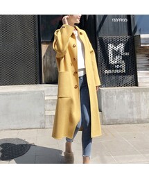 no brand（ノーブランド）の「スプリングカラーロングコート・イエロー