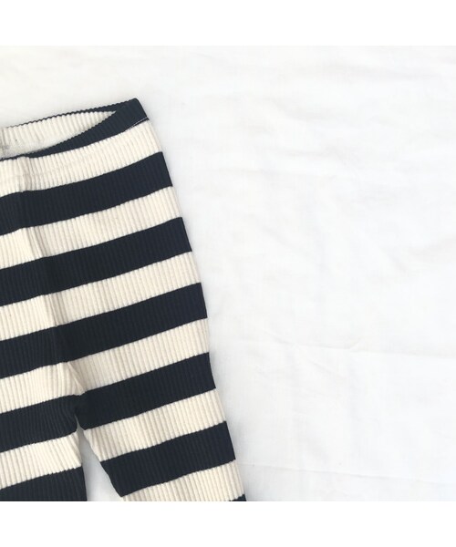 cache cache（カシュ カシュ）の「ボーダーリブレギンス（ブラック）（レギンス/スパッツ・キッズ・その他）」の2枚目の写真