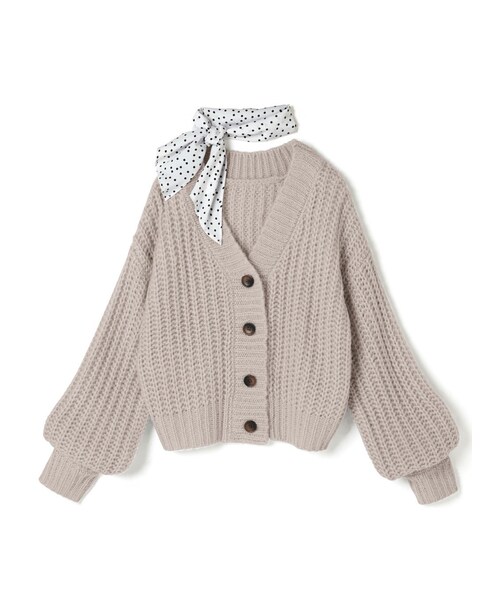 GRL(グレイル)の「スカーフ付きローゲージニットカーディガン(カーディガン/ボレロ・レディース・ベージュ・F)」の1枚目の写真