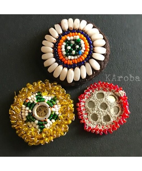 アフガニスタン　ミラーワーク　ビーズ　ワッペン　ブローチ　エスニック　刺繍　民族 アフガニスタン風ミラー刺繍ワッペンの作り方　　How to make mirror embroidery ornaments