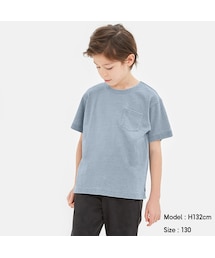 GU | BOYSインディゴクルーネックT(半袖)(トップス)