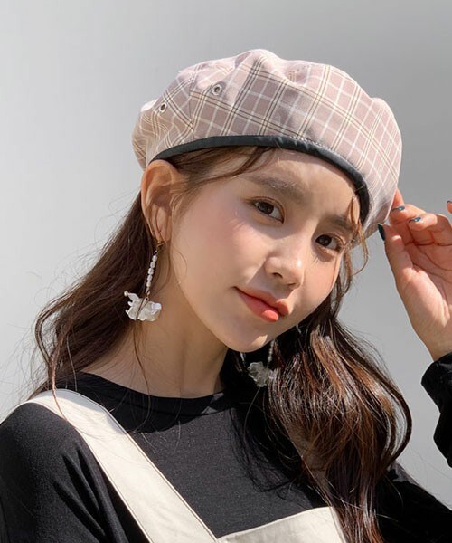 DHOLIC（ディーホリック）の「チェックベレー帽（ハンチング/ベレー帽・レディース・パープル/ピンク/ブラック・FREE）」の3枚目の写真