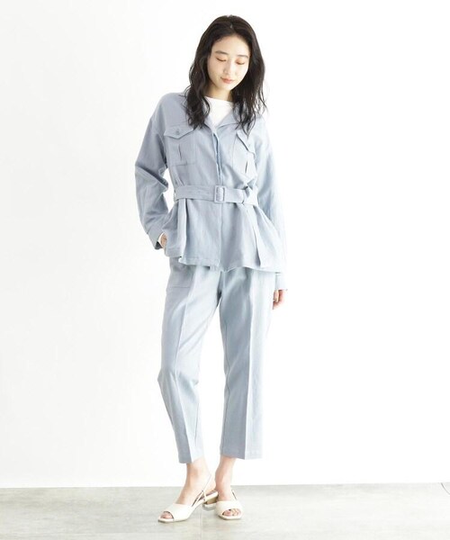 OZOC（オゾック）の「[洗える]ハイウエストパンツ（パンツ・レディース・ベージュ(052)/サックス(090)・38(M)）」の17枚目の写真