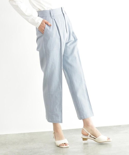 OZOC（オゾック）の「[洗える]ハイウエストパンツ（パンツ・レディース・ベージュ(052)/サックス(090)・38(M)）」の4枚目の写真