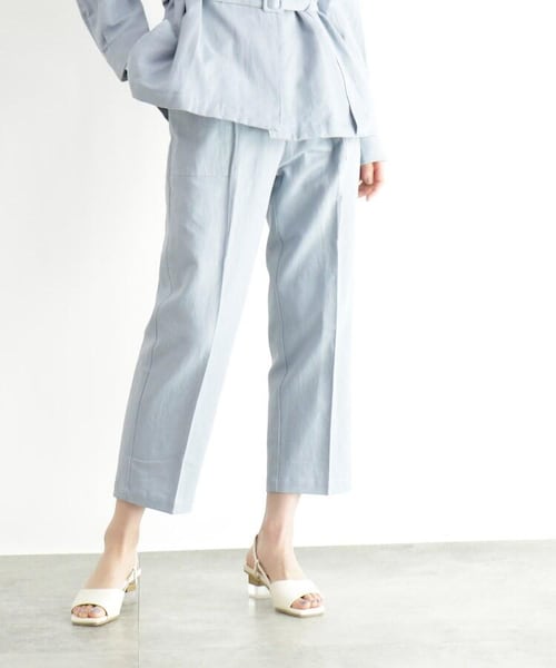 OZOC（オゾック）の「[洗える]ハイウエストパンツ（パンツ・レディース・ベージュ(052)/サックス(090)・38(M)）」の2枚目の写真