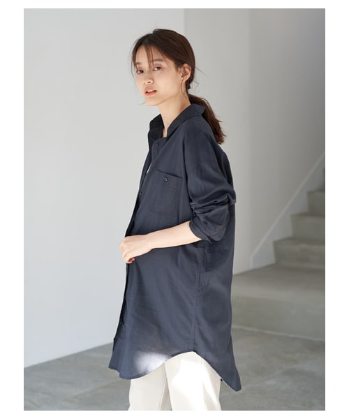 AMERICAN HOLIC（アメリカンホリック）の「Wポケットドレープシャツチュニック（ワンピース/ドレス・オフホワイト/ベージュ/ネイビー・M/L）」の9枚目の写真