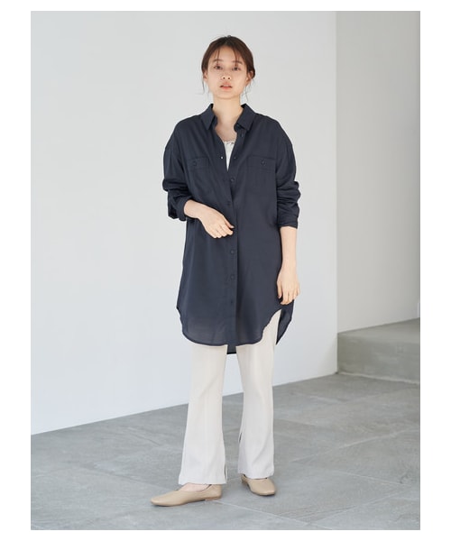 AMERICAN HOLIC（アメリカンホリック）の「Wポケットドレープシャツチュニック（ワンピース/ドレス・オフホワイト/ベージュ/ネイビー・M/L）」の7枚目の写真