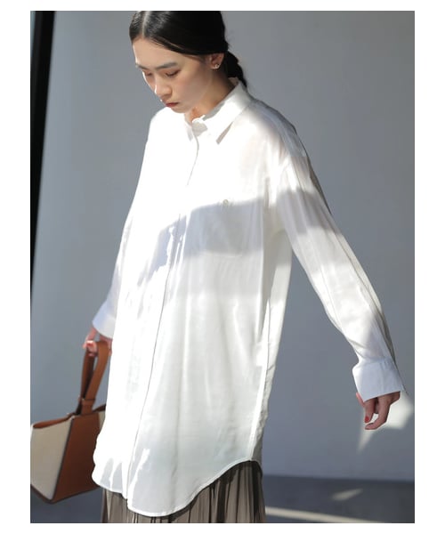 AMERICAN HOLIC（アメリカンホリック）の「Wポケットドレープシャツチュニック（ワンピース/ドレス・オフホワイト/ベージュ/ネイビー・M/L）」の2枚目の写真