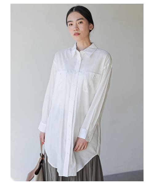 AMERICAN HOLIC（アメリカンホリック）の「Wポケットドレープシャツチュニック（ワンピース/ドレス・オフホワイト/ベージュ/ネイビー・M/L）」の18枚目の写真