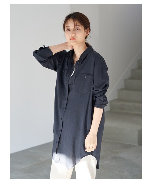 AMERICAN HOLIC（アメリカンホリック）の「Wポケットドレープシャツチュニック（ワンピース/ドレス・オフホワイト/ベージュ/ネイビー・M/L）」の20枚目の写真