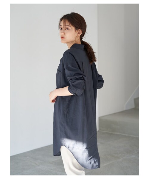 AMERICAN HOLIC（アメリカンホリック）の「Wポケットドレープシャツチュニック（ワンピース/ドレス・オフホワイト/ベージュ/ネイビー・M/L）」の10枚目の写真