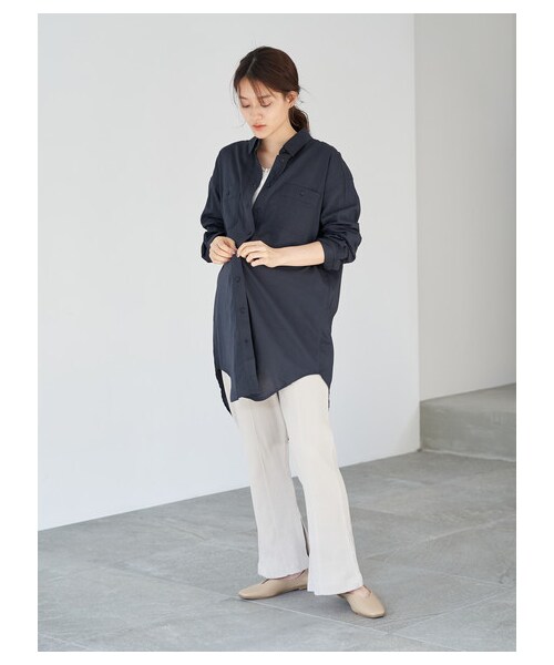 AMERICAN HOLIC（アメリカンホリック）の「Wポケットドレープシャツチュニック（ワンピース/ドレス・オフホワイト/ベージュ/ネイビー・M/L）」の6枚目の写真