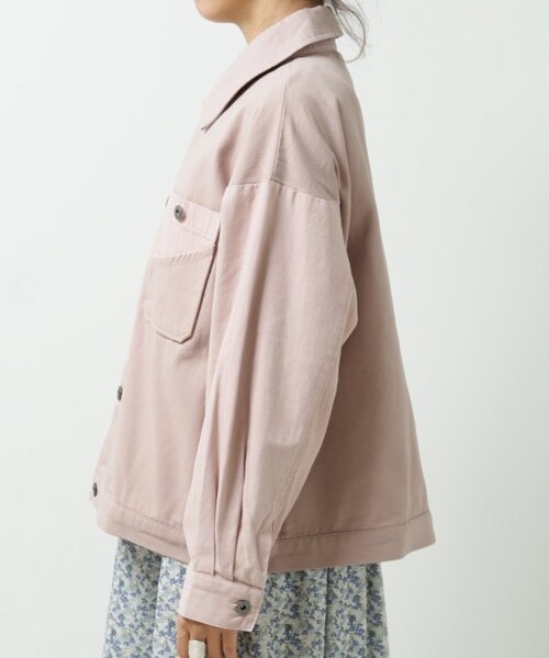 DOUBLE NAME(ダブルネーム)の「微配色異素材ブルゾン(ジャケット/アウター・レディース・ピンク/ベージュ/生成・FREE)」の8枚目の写真