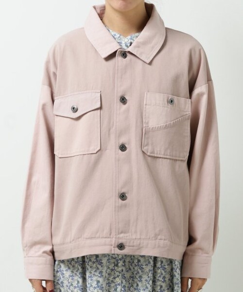 DOUBLE NAME(ダブルネーム)の「微配色異素材ブルゾン(ジャケット/アウター・レディース・ピンク/ベージュ/生成・FREE)」の7枚目の写真