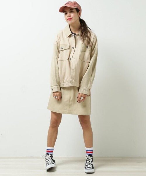 DOUBLE NAME(ダブルネーム)の「微配色異素材ブルゾン(ジャケット/アウター・レディース・ピンク/ベージュ/生成・FREE)」の17枚目の写真