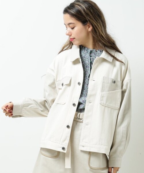 DOUBLE NAME(ダブルネーム)の「微配色異素材ブルゾン(ジャケット/アウター・レディース・ピンク/ベージュ/生成・FREE)」の18枚目の写真