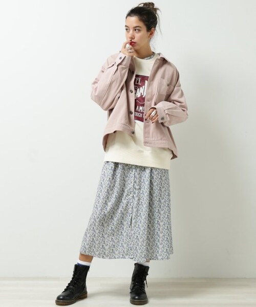 DOUBLE NAME(ダブルネーム)の「微配色異素材ブルゾン(ジャケット/アウター・レディース・ピンク/ベージュ/生成・FREE)」の6枚目の写真