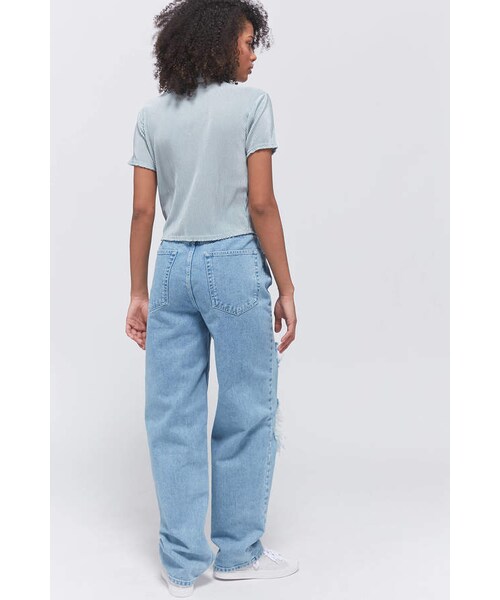 BDG（ビーディージー）の「Bdg BDG High-Waisted Baggy Jean Destroyed Light Wash（デニムパンツ・レディース・Blue・24/25/26/27/28/29/30/31/32）」の4枚目の写真