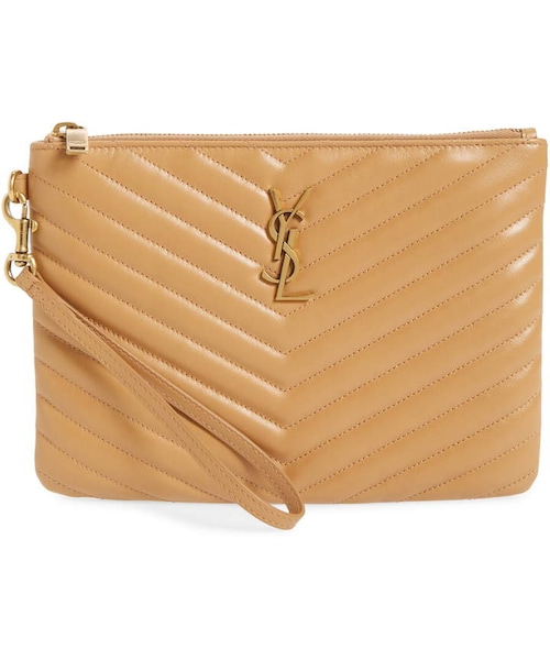 美品 Saint ふき取れ Laurent サンローラン クラッチバッグ Monogram