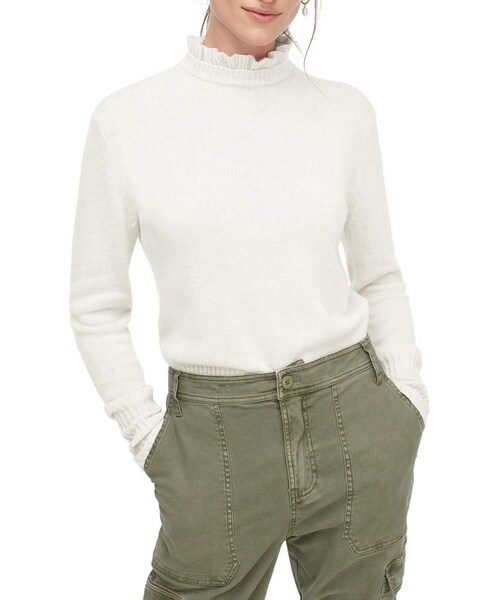J.CREW(ジェイクルー)の「J.Crew Ruffle Neck Sweater(ニット/セーター・レディース・White・Large)」の1枚目の写真