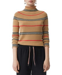 Burberry Waita Cashmere Icon-Striped Tunic Sweater