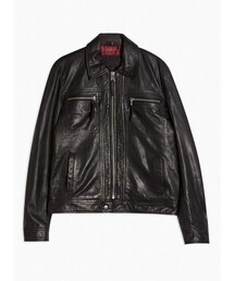 Topman Mens Black Leather Jacket
