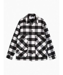 Topman Mens Black And White Check Coat With Wool