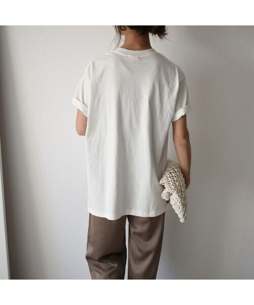 Lavish Gate（ラヴィッシュゲート）の「nh-tops-02151　オーガニックコットン　ステップドヘムＴシャツ　ホワイト　モカ　ブラック（Tシャツ/カットソー・レディース・その他）」の5枚目の写真