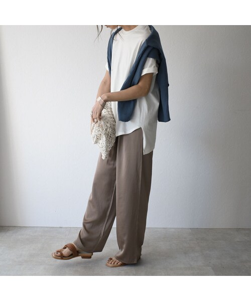 Lavish Gate（ラヴィッシュゲート）の「nh-tops-02151　オーガニックコットン　ステップドヘムＴシャツ　ホワイト　モカ　ブラック（Tシャツ/カットソー・レディース・その他）」の12枚目の写真