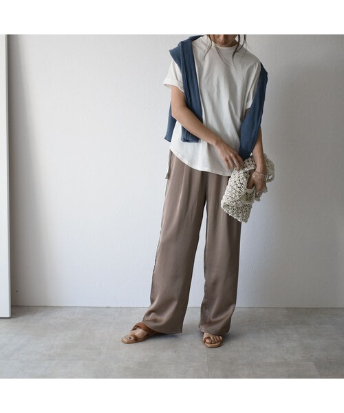 Lavish Gate（ラヴィッシュゲート）の「nh-tops-02151　オーガニックコットン　ステップドヘムＴシャツ　ホワイト　モカ　ブラック（Tシャツ/カットソー・レディース・その他）」の11枚目の写真