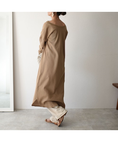 Lavish Gate(ラヴィッシュゲート)の「onepiece-04014 日本製 ホックデザイン 2wayサーマル ワンピース エクリュ モカ(ワンピース・レディース・その他)」の4枚目の写真