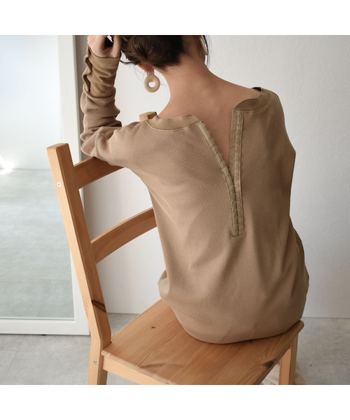 Lavish Gate(ラヴィッシュゲート)の「onepiece-04014 日本製 ホックデザイン 2wayサーマル ワンピース エクリュ モカ(ワンピース・レディース・その他)」の10枚目の写真