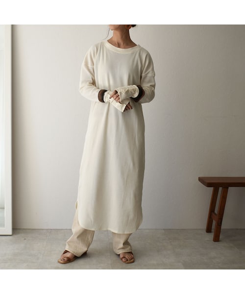 Lavish Gate(ラヴィッシュゲート)の「onepiece-04014 日本製 ホックデザイン 2wayサーマル ワンピース エクリュ モカ(ワンピース・レディース・その他)」の6枚目の写真