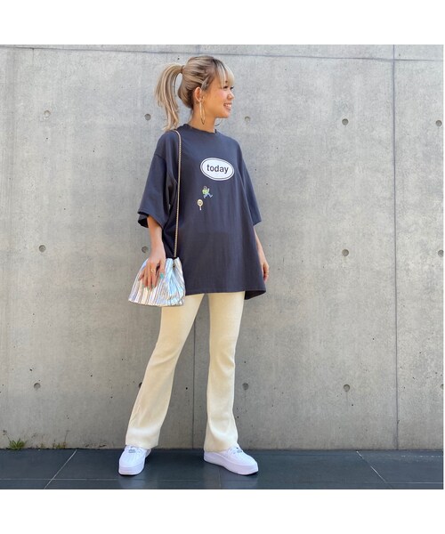 no brand(ノーブランド)の「リブちょいフレアパンツ#1001(その他パンツ・レディース・その他)」の4枚目の写真