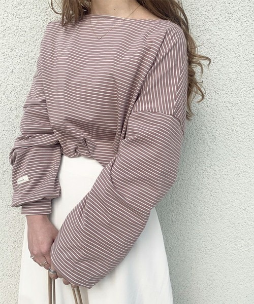 chocomee（チョコミー）の「chocomeeボーダー（Tシャツ/カットソー・レディース・ブラック/モカ/ブラウン・FREE）」の3枚目の写真