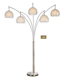 Artiva Usa Zucca 89" 5-Arch Brushed Steel Led Floor Lamp with Dimmer