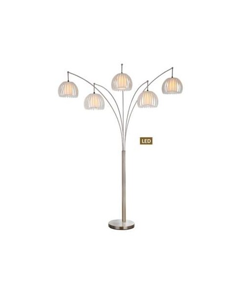 Artiva Usa Zucca 89" 5-Arch Brushed Steel Led Floor Lamp with Dimmer