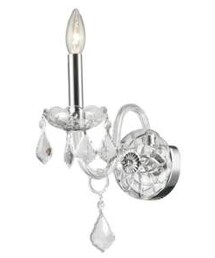 Worldwide Lighting Provence 1-Light Chrome Finish and Clear Crystal Candle Wall Sconce