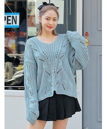 HOTPING | Vネックパンチングパターンニット(ニット/セーター)