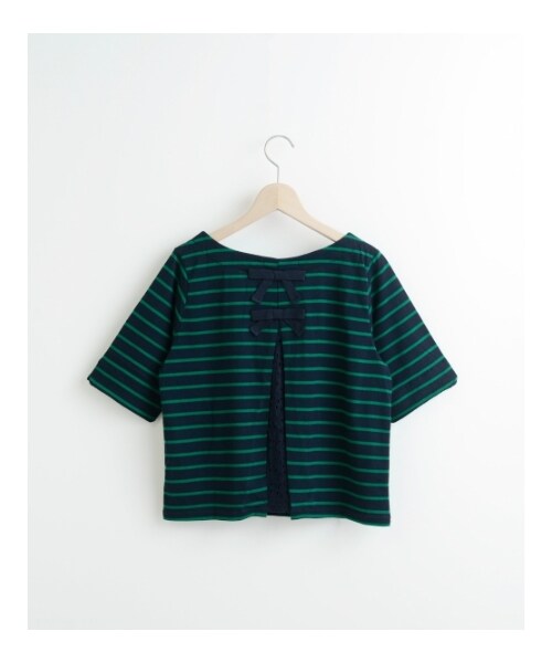 MAJESTIC LEGON(マジェスティックレゴン)の「☆J7分袖後ろリボンPO(トップス・レディース・グリーン柄/アイボリー柄/レッド柄/ネイビー柄・Free)」の5枚目の写真