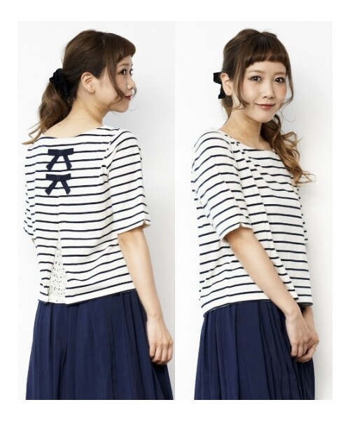 MAJESTIC LEGON(マジェスティックレゴン)の「☆J7分袖後ろリボンPO(トップス・レディース・グリーン柄/アイボリー柄/レッド柄/ネイビー柄・Free)」の11枚目の写真